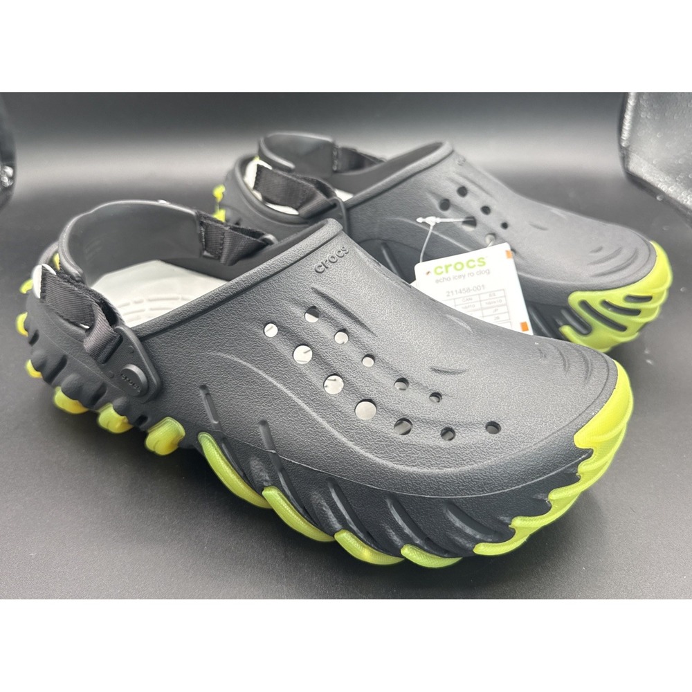 Crocs Echo Icey Ro Clog 211458-001 Icy Black Green Shoes Sandals Sz M 8 W 10